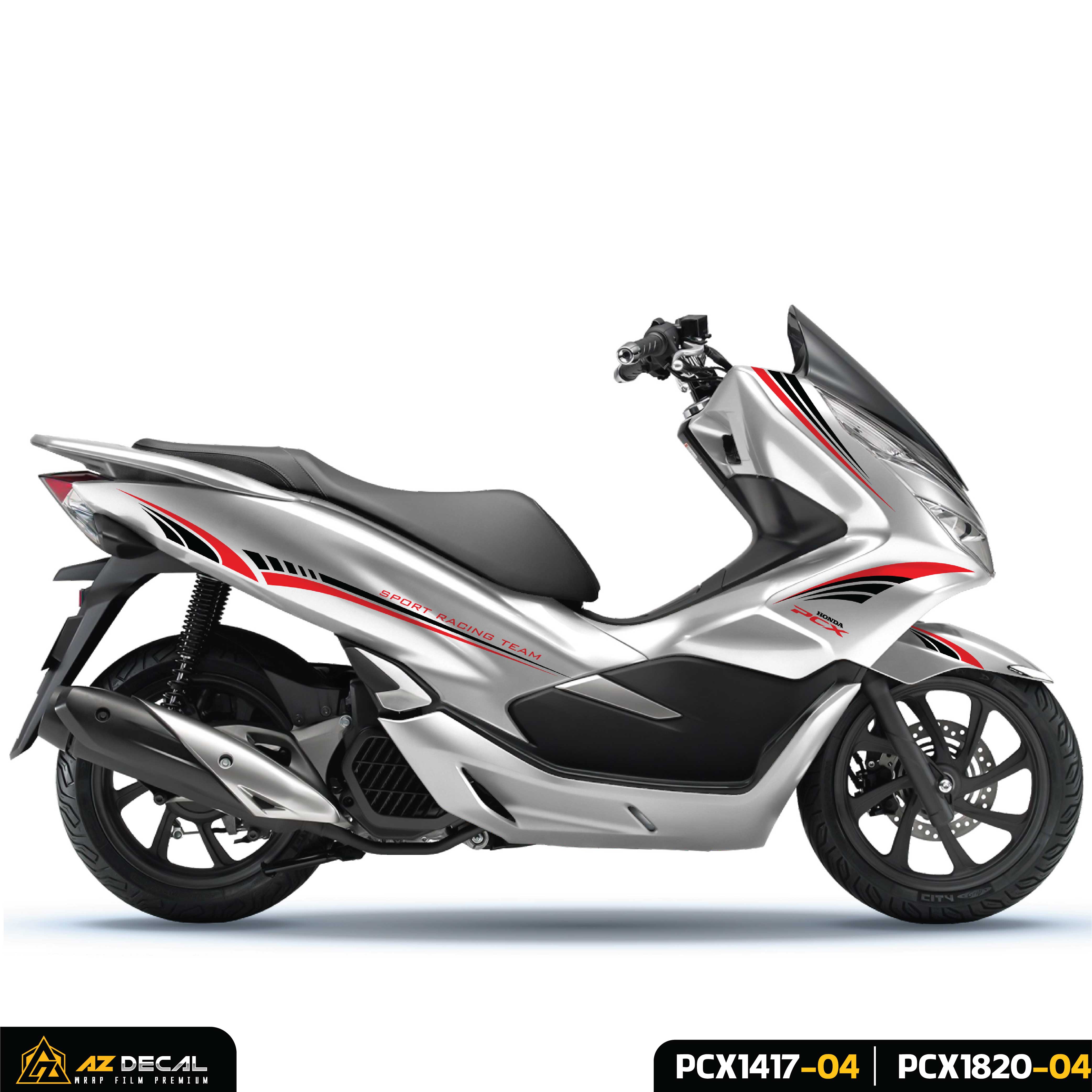 Tem rời xe PCX trắng màu đen đỏ mẫu Sport Racing