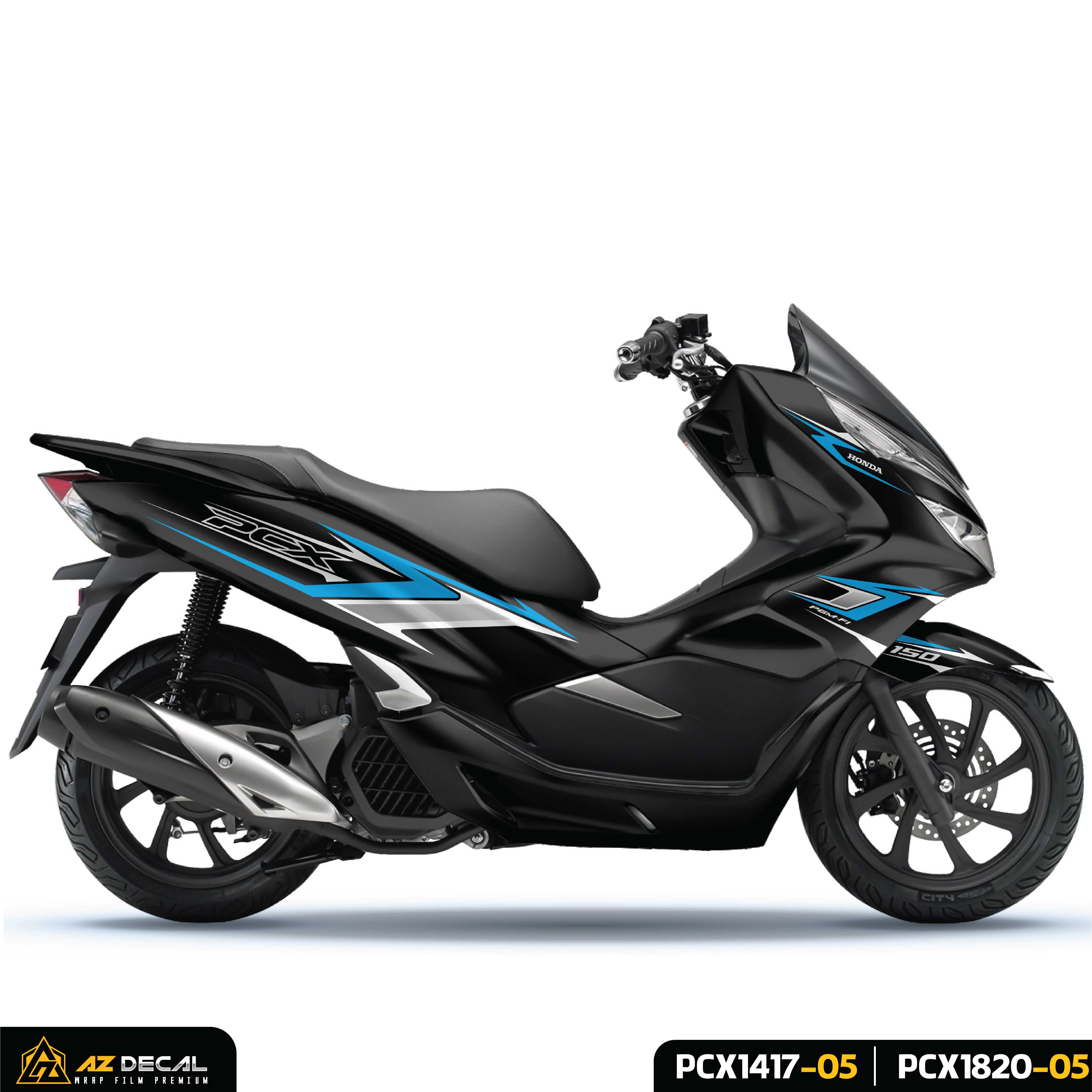 Tem xe PCX 150 đen màu xanh trắng