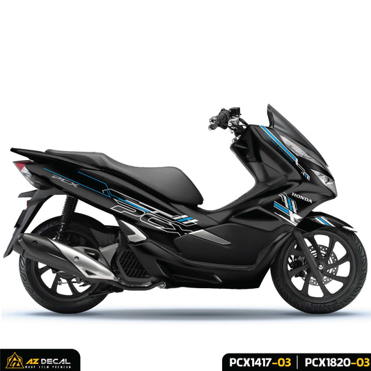 Tem xe PCX đen đẹp màu xanh trắng