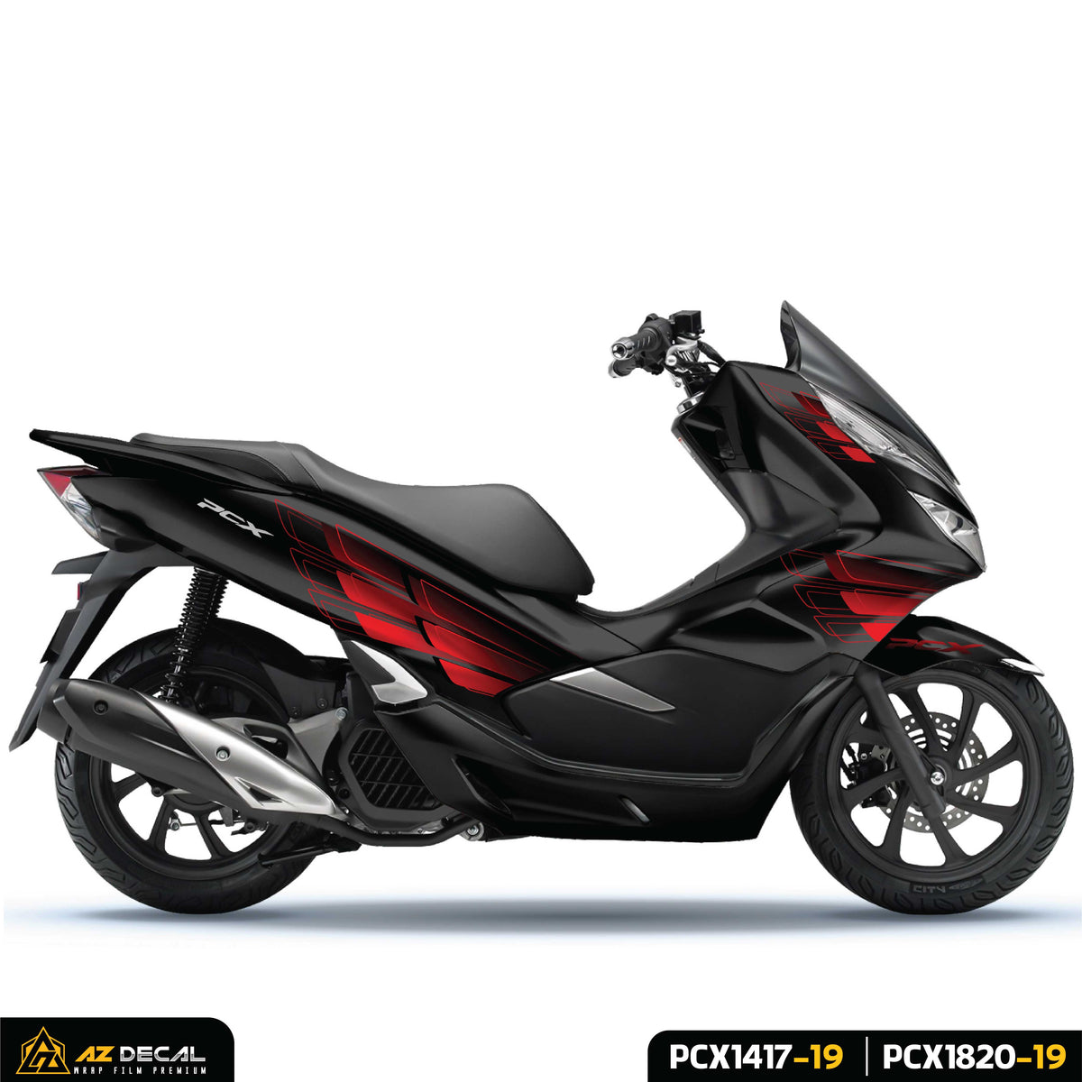 Tem xe PCX 125 150 thiết kế đôi cánh dán xe đen