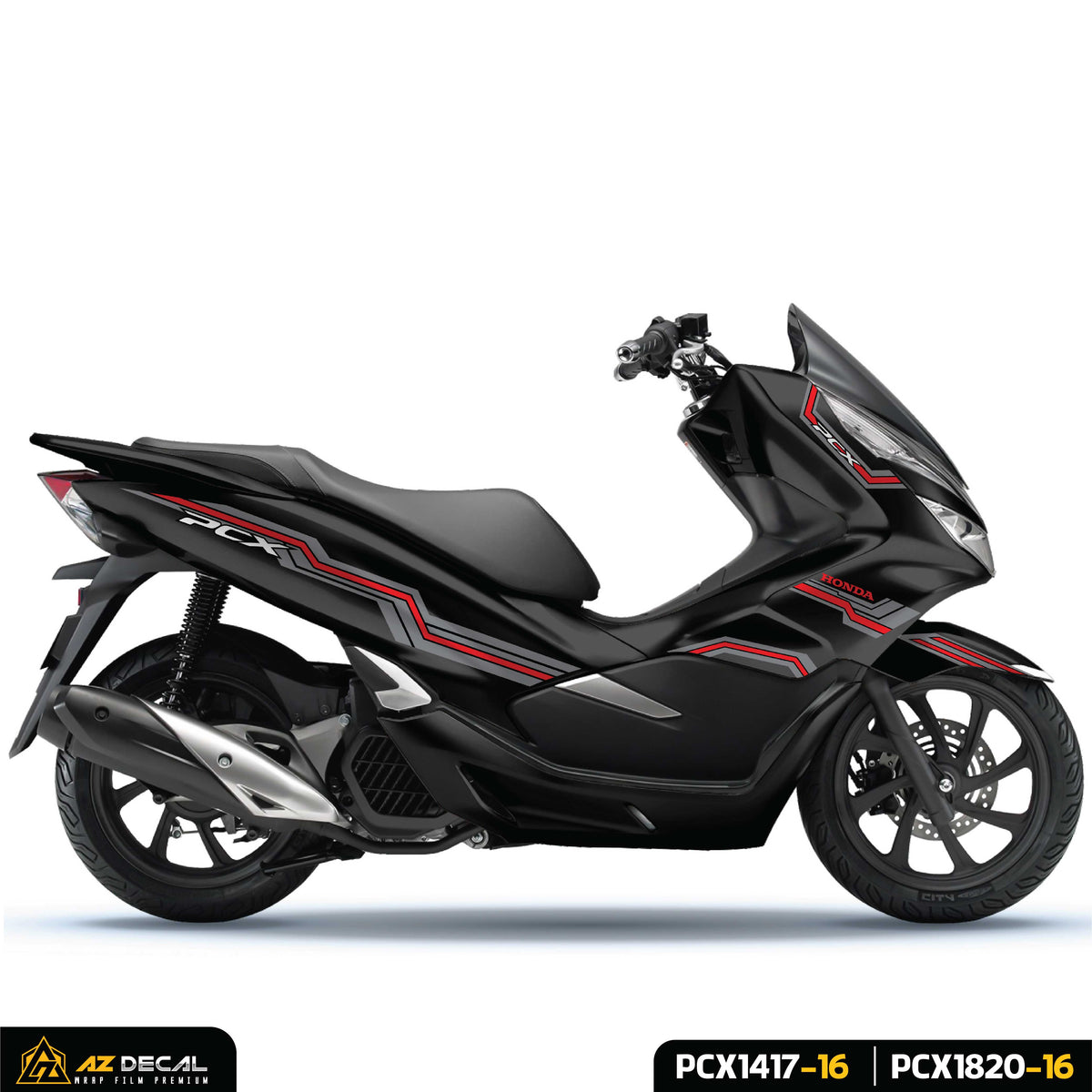 Tem xe PCX đẹp thiết kế thời thượng dán xe đen