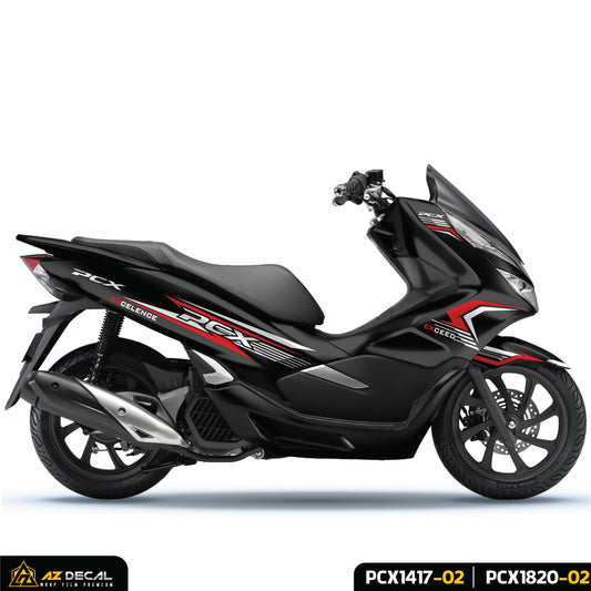 Tem dán xe PCX đen màu đỏ trắng mẫu Exceed Excellence