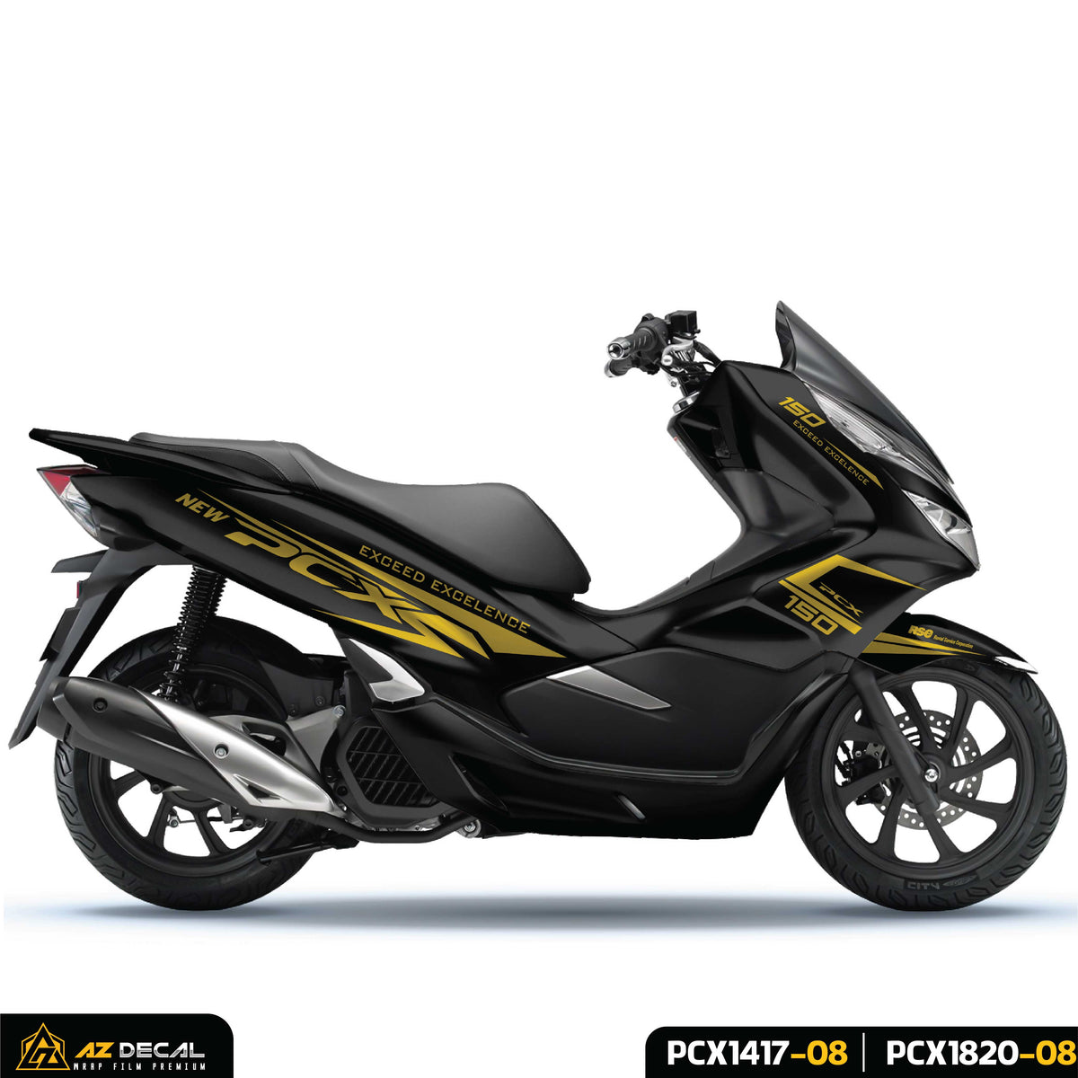 Tem xe PCX 150 đen vàng mẫu Exceed Excellence