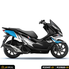 Tem rời xe PCX xanh trắng dán xe sơn đen