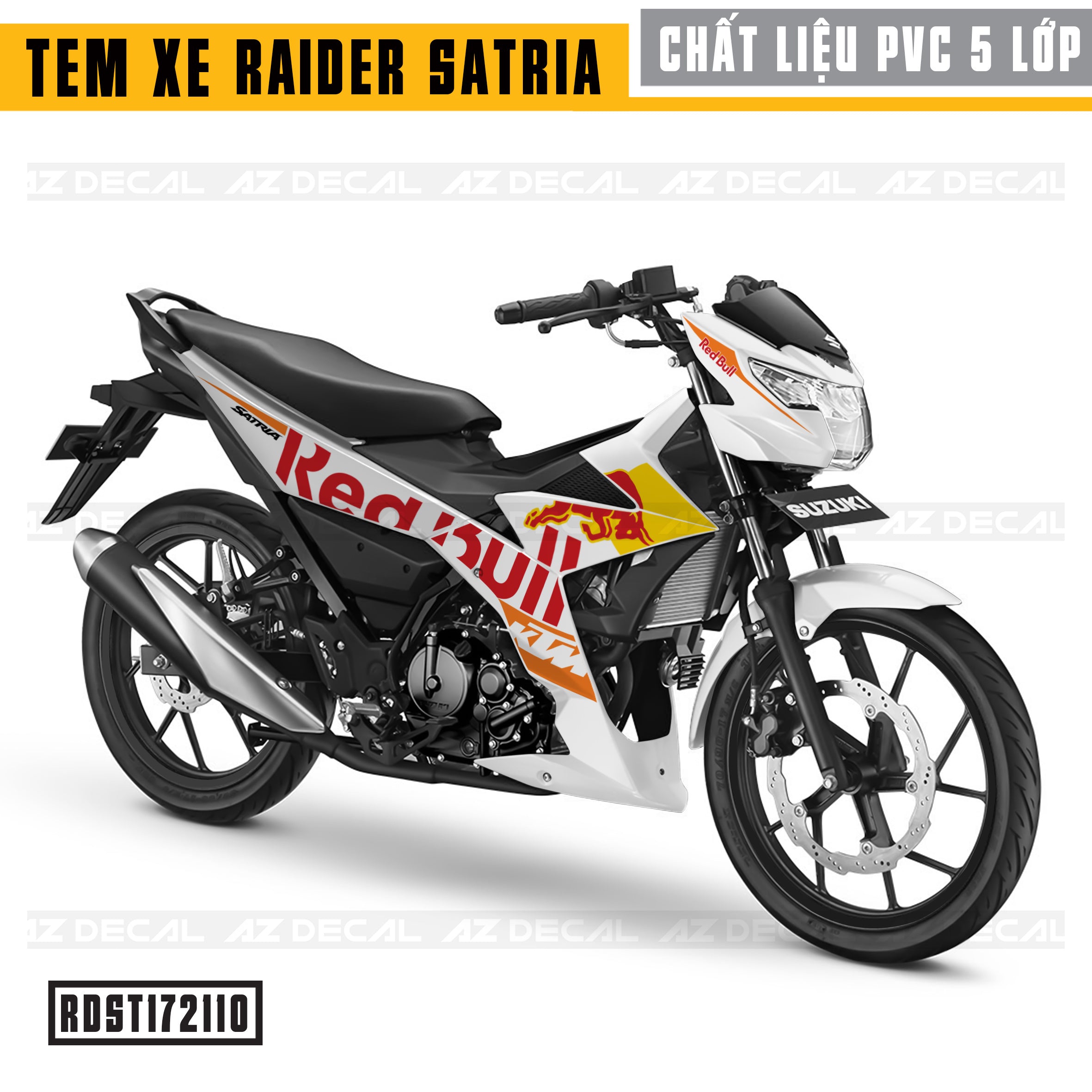 Tem xe Raider / Satria Mẫu Redbull - Xe Trắng