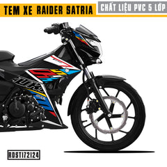 Tem xe Raider/Satria xe đen mẫu Suzuki cận cảnh