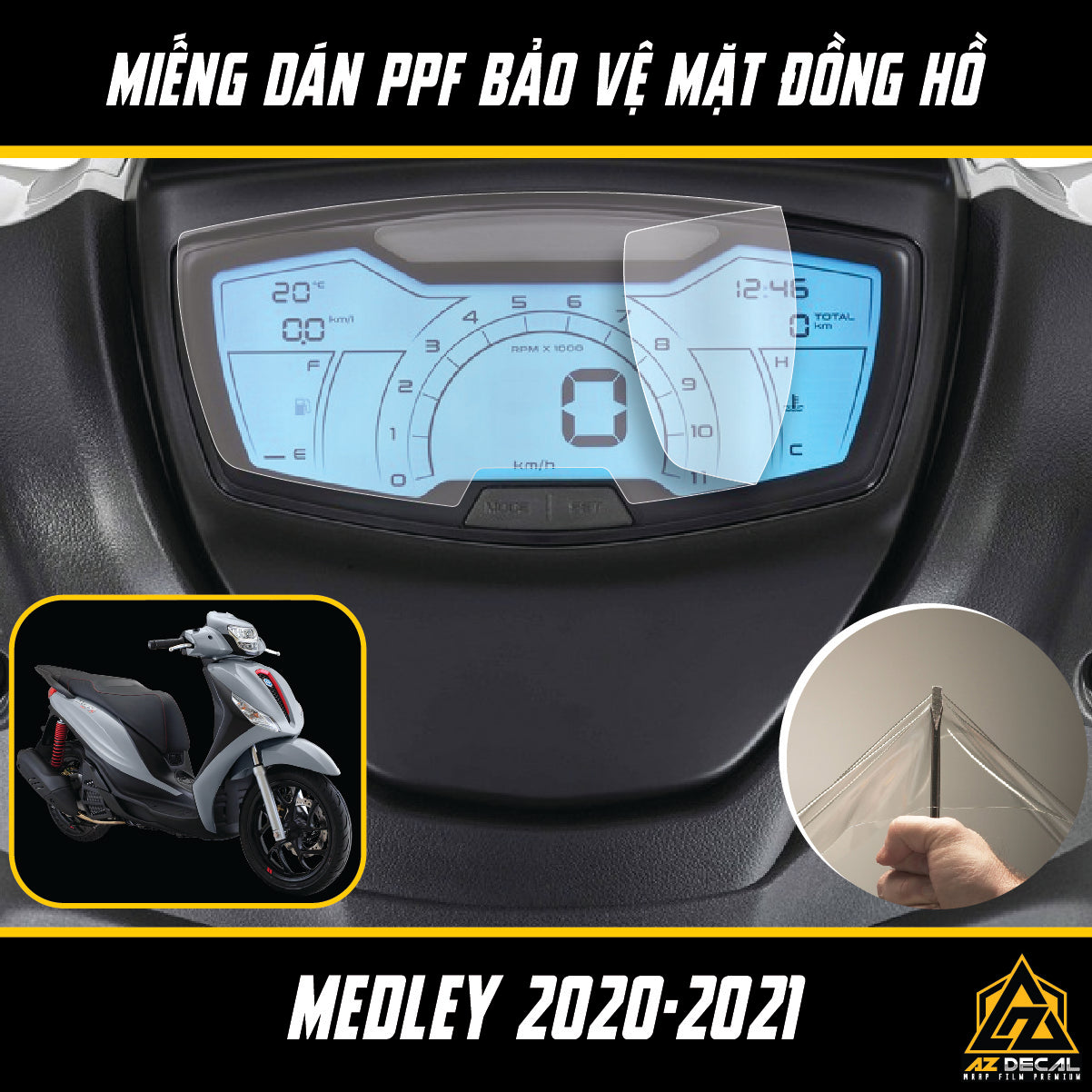 Miếng dán PPF bảo vệ đồng hồ xe Medley 2020 - 2021 chống xước