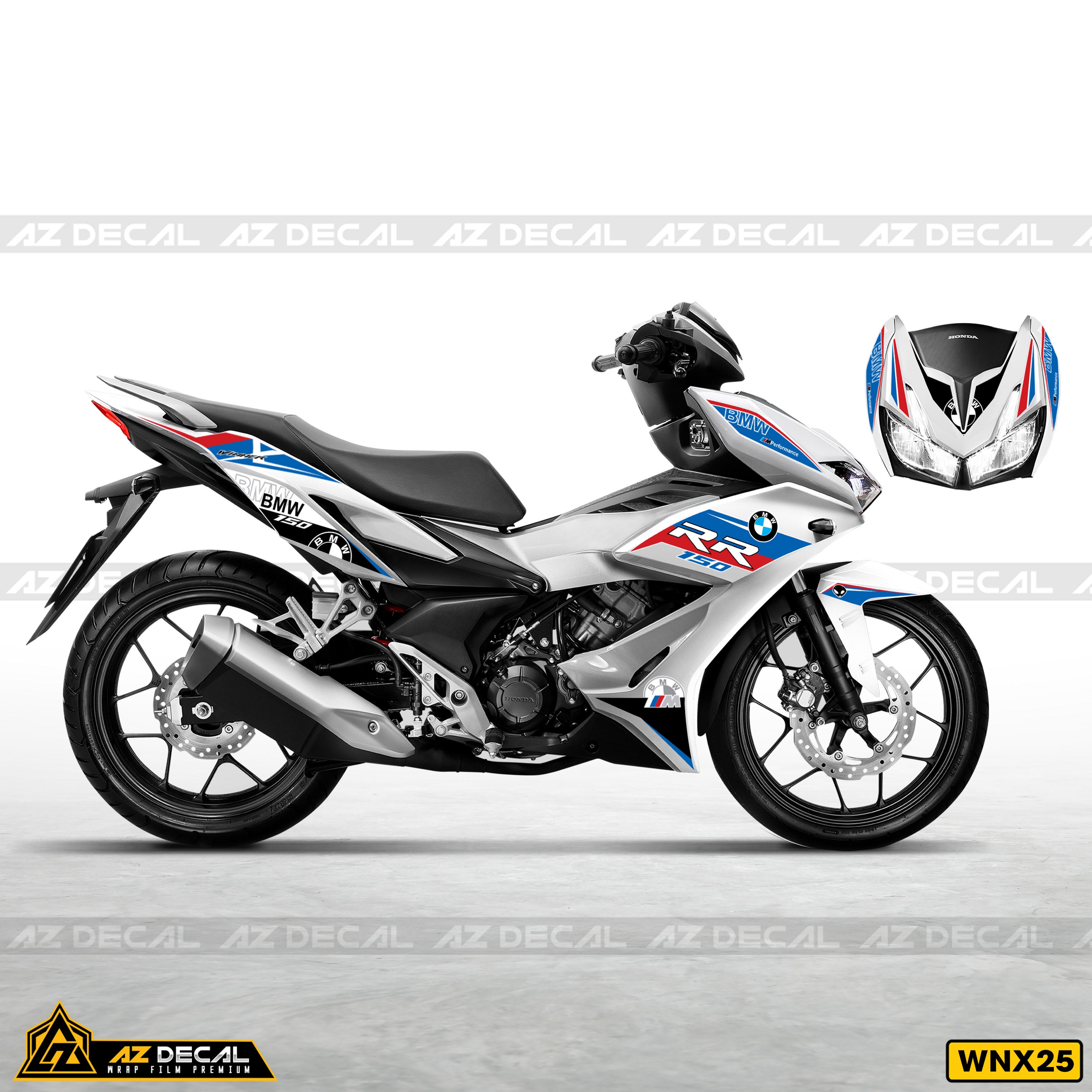 Tem xe Winner X mẫu BMW HP4 RR trắng