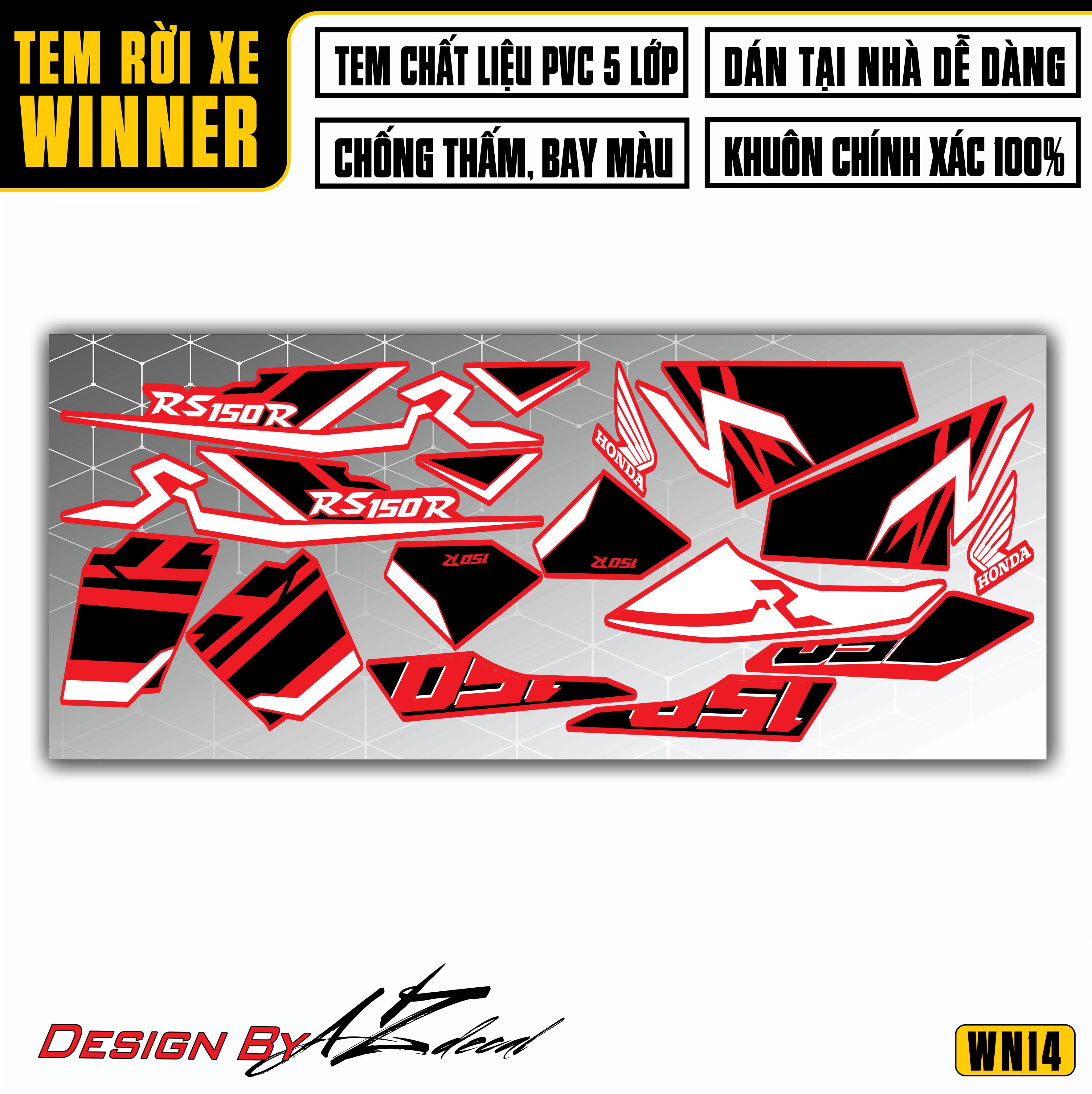 Tem xe Winner RS150R Đỏ Trắng Đen