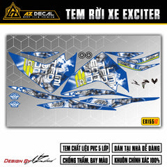 Decal dán xe Exciter 155 xanh Gp