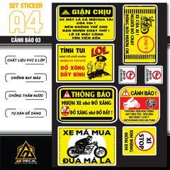 Sticker Dán Ô Tô, Xe Máy, Xe Điện, Xe Đạp, Mũ Bảo Hiểm | SET CẢNH BÁO 03