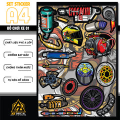 Sticker Dán Ô Tô, Xe Máy, Xe Điện, Xe Đạp, Mũ Bảo Hiểm | SET ĐỒ CHƠI XE 01