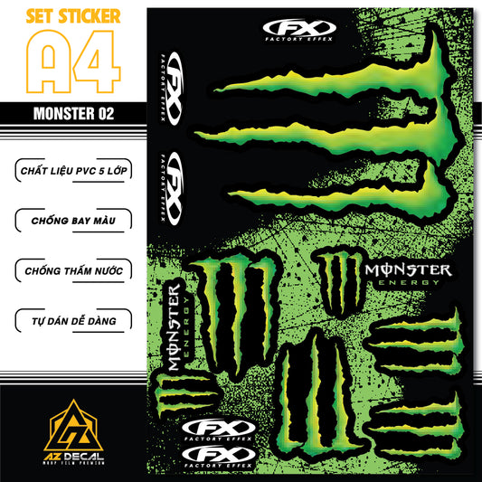 Sticker Dán Ô Tô, Xe Máy, Xe Điện, Xe Đạp, Mũ Bảo Hiểm | SET Trang Trí MONSTER 02