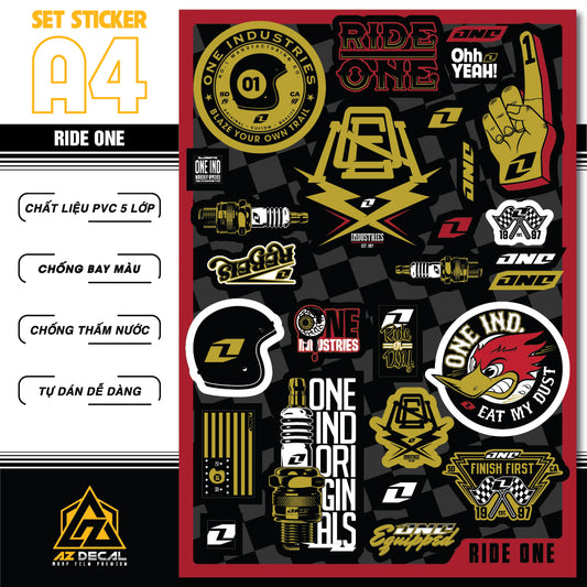 Sticker Dán Xe, Mũ Bảo Hiểm | SET Trang Trí RIDE ONE