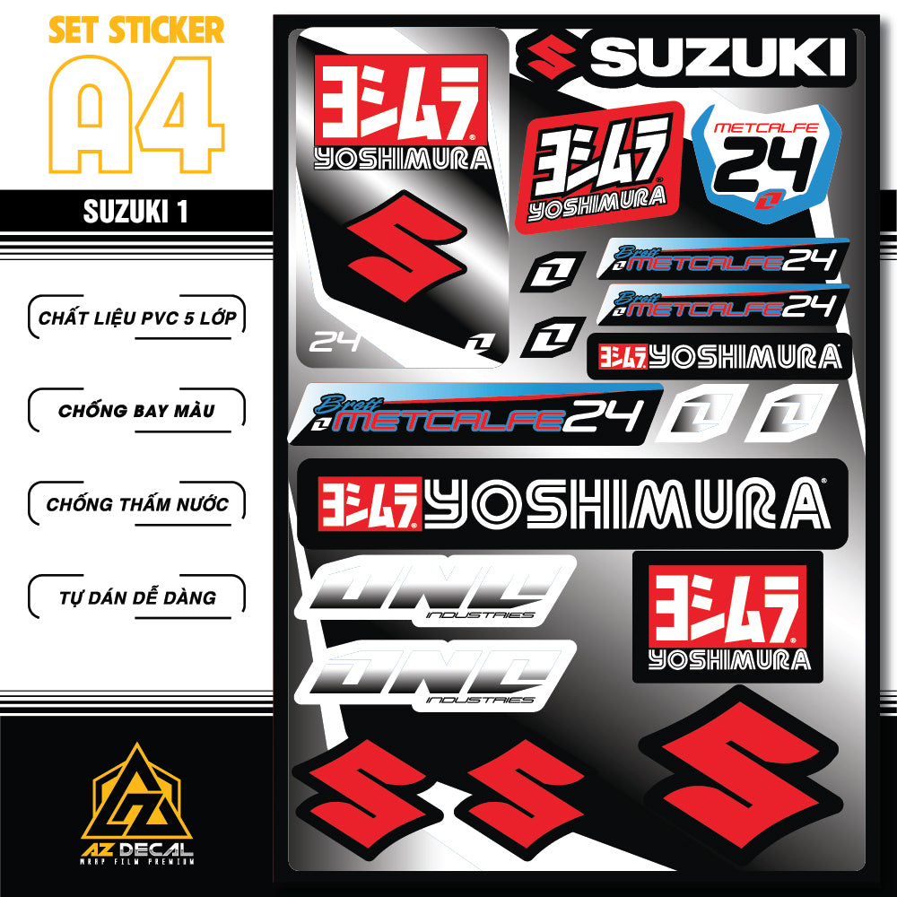 Sticker Dán Ô Tô, Xe Máy, Xe Điện, Xe Đạp, Mũ Bảo Hiểm | SET Trang Trí SUZUKI 1