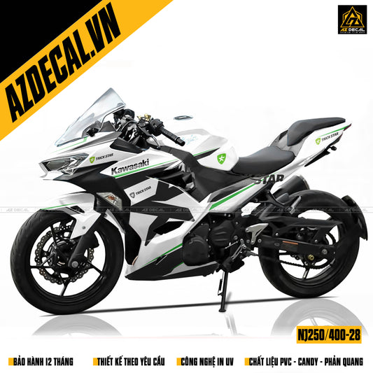 Decal dán xe Ninja 250 màu đen trắng đơn giản