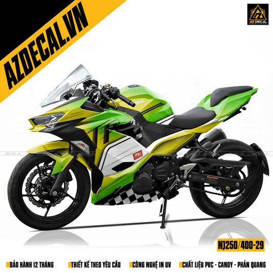 Decal chuyển vàng vàng xanh độc đáo dán Ninja 250/400