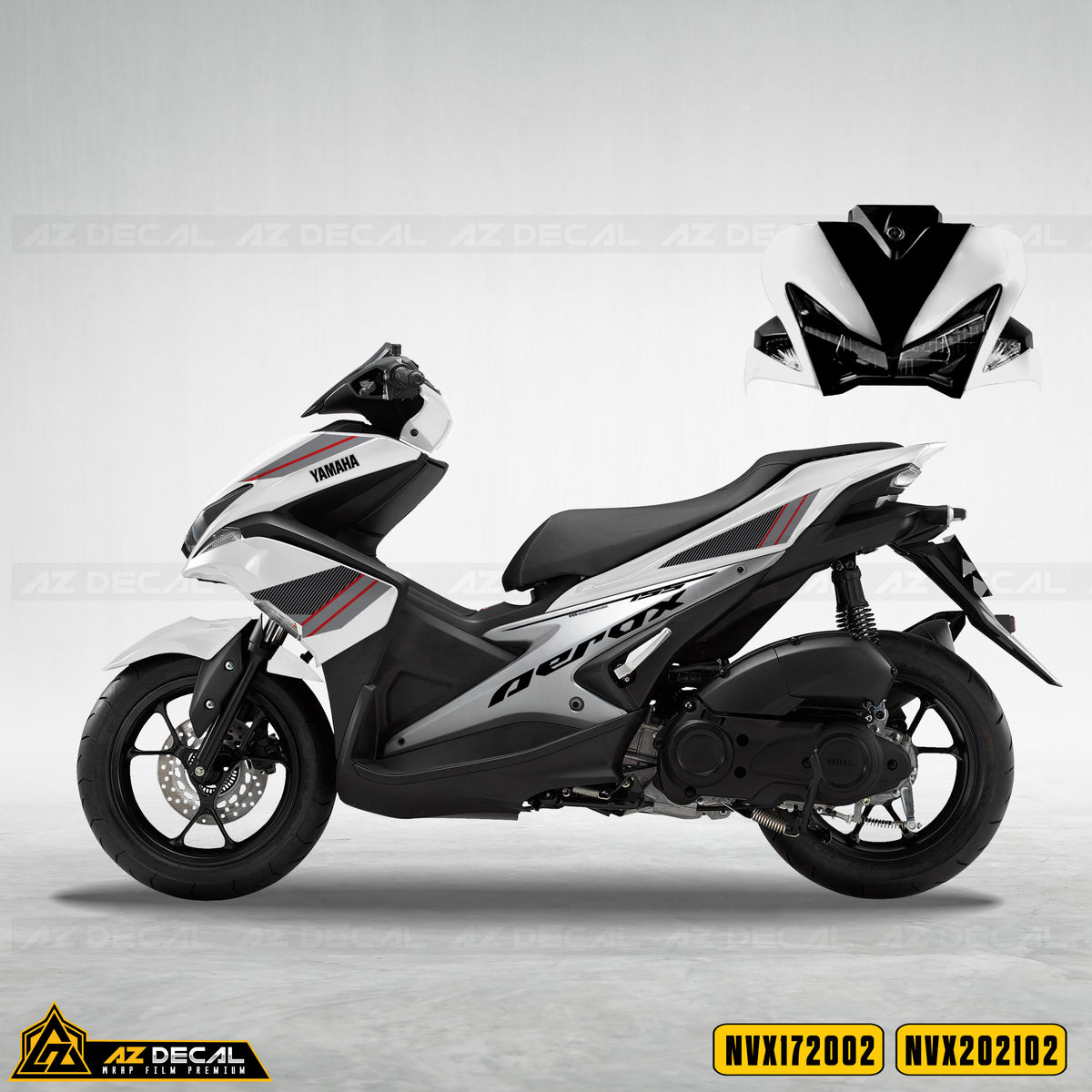 Tem xe Yamaha NVX mẫu Aerox cho xe trắng