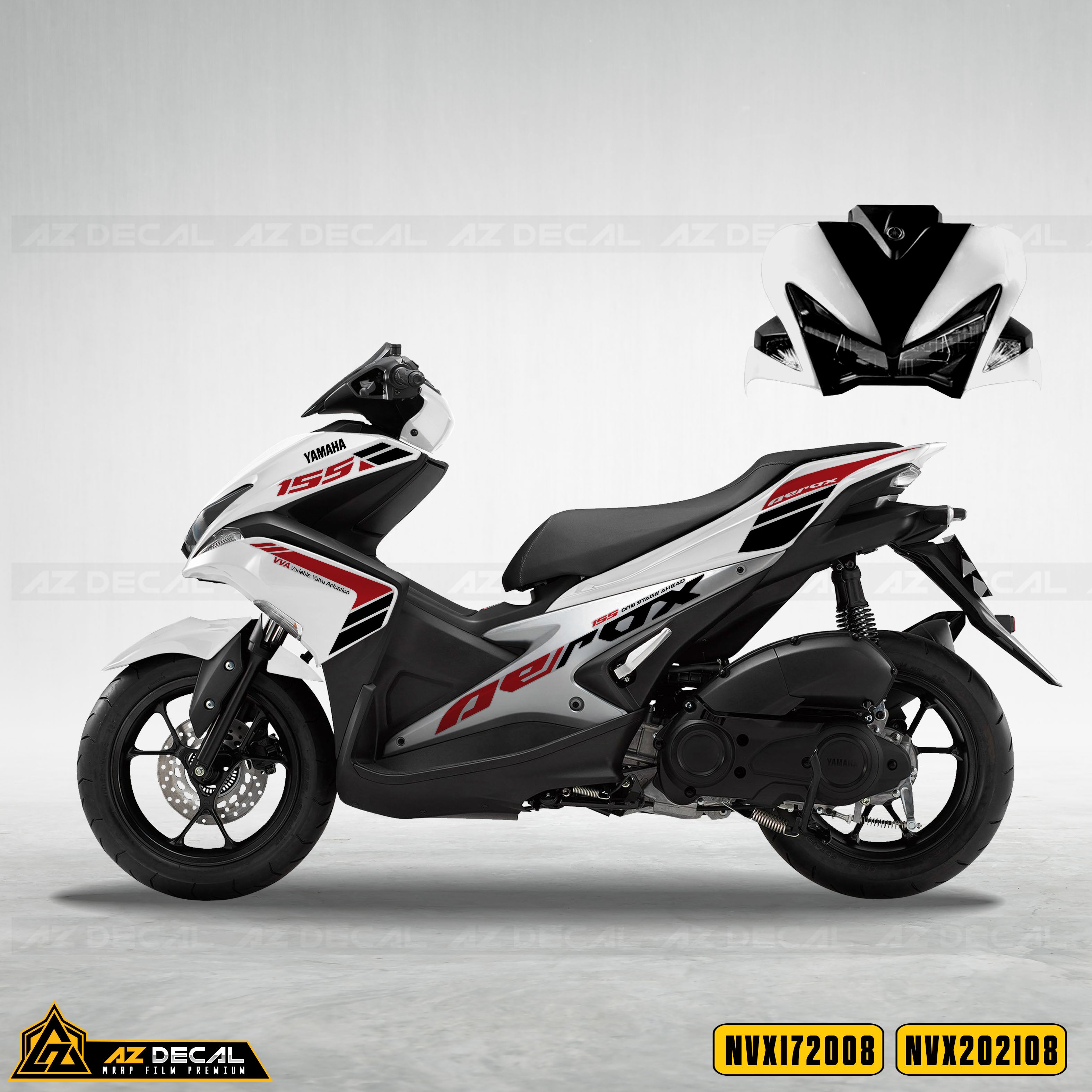 Decal xe NVX tem Aerox cho xe trắng