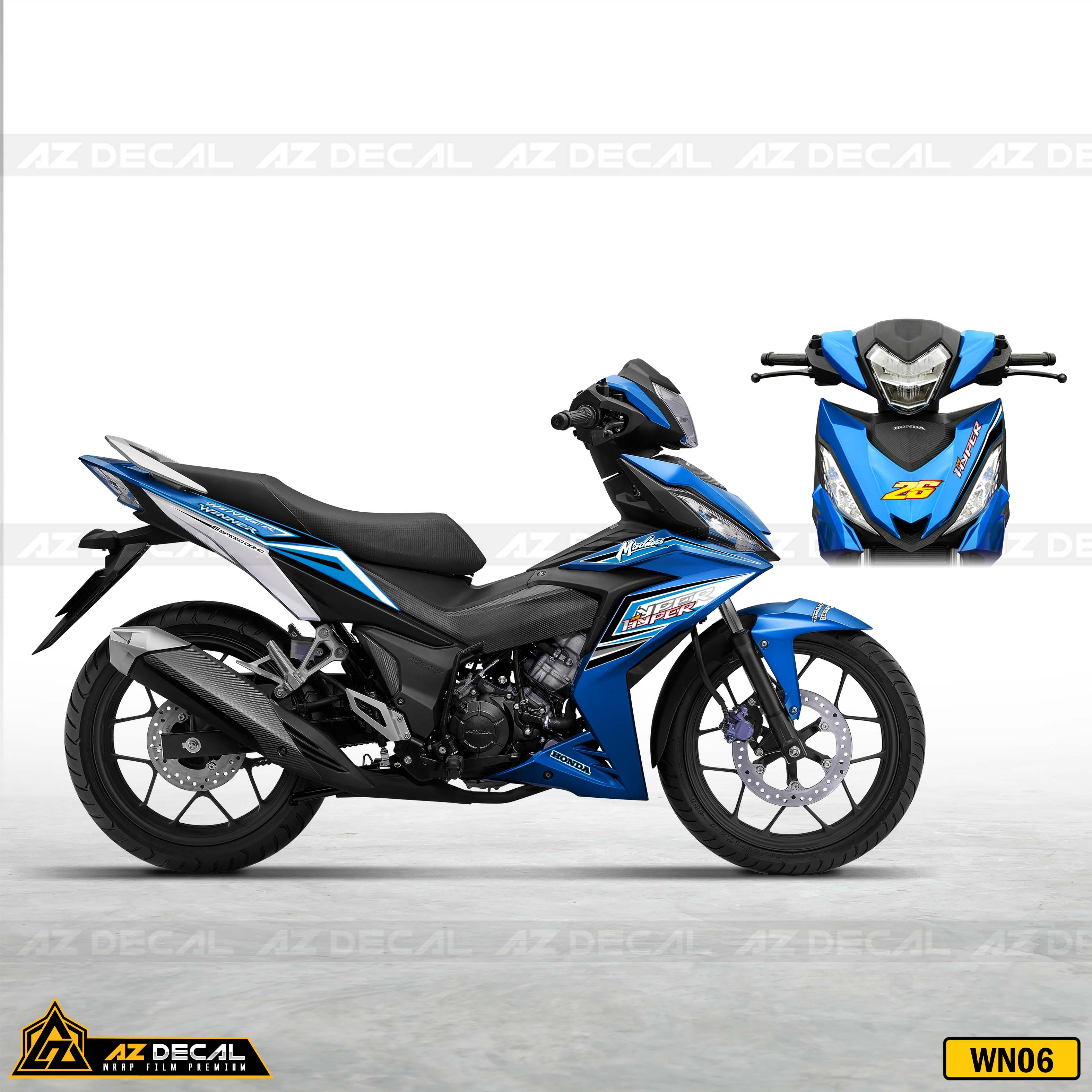 Tem Xe Winner WN06 Hyper Xanh Trắng - Xe Xanh