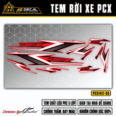 Tem xe PCX 150 đẹp màu đen trắng (nền đỏ)