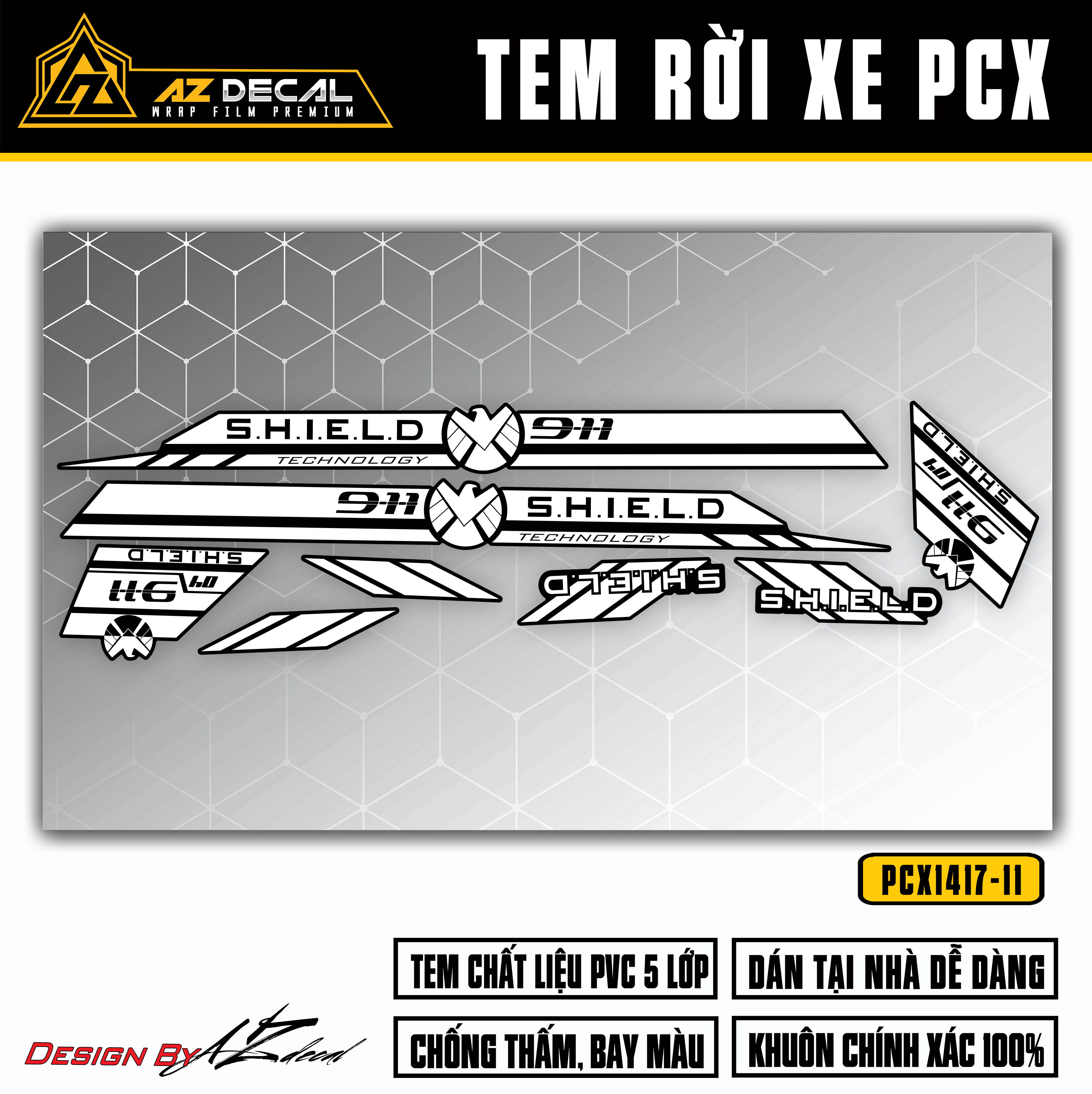 Tem rời dán xe PCX màu trắng đen cao cấp