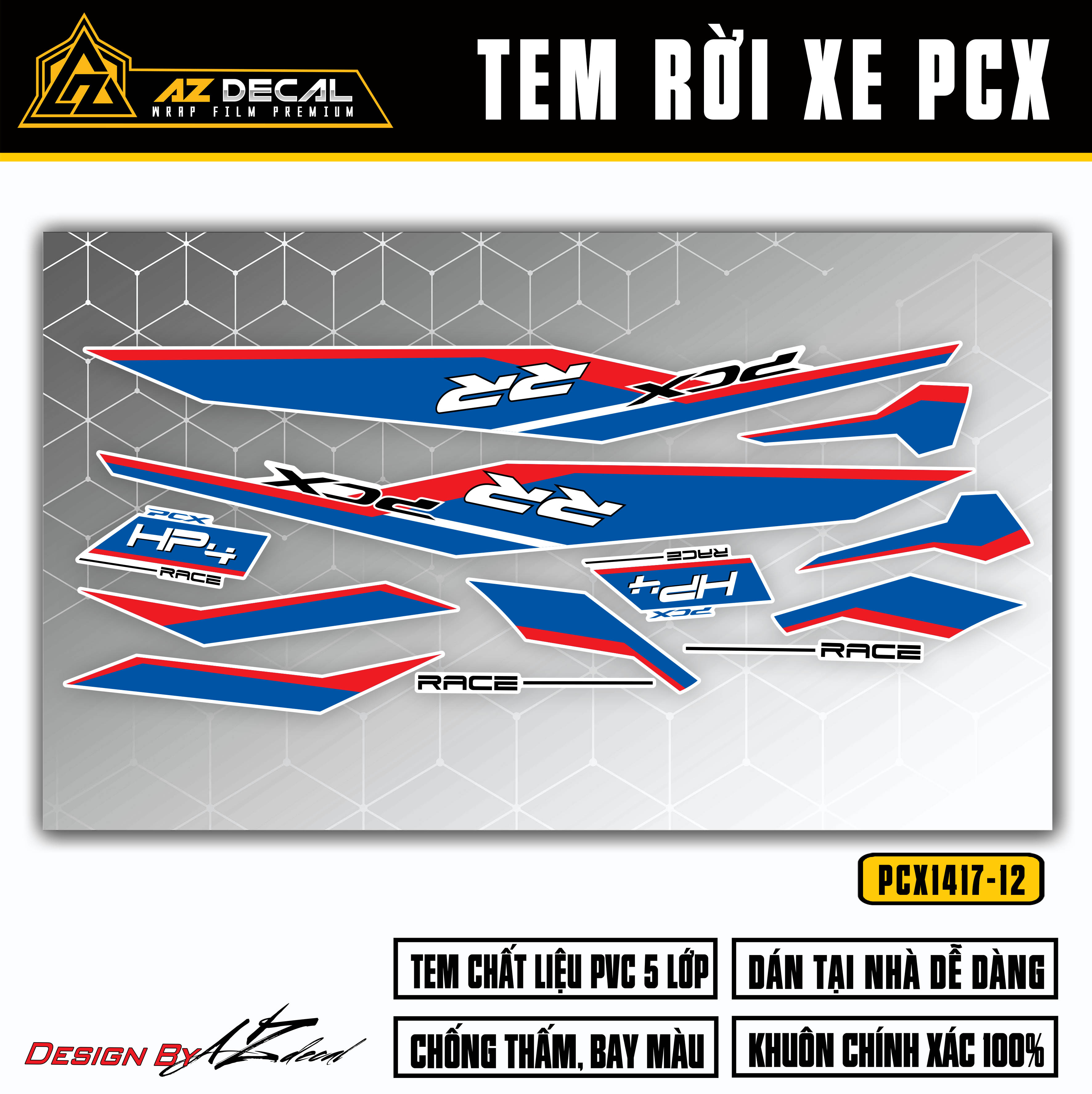 Decal xe PCX 2014 - 2020 đẹp dán xe trắng