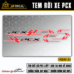 Chi tiết mẫu decal dán xe PCX 125 150 màu đen đỏ