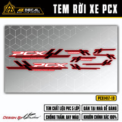 Mẫu tem rời dán xe PCX màu đen trắng (nền đỏ)