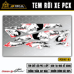 Tem xe PCX cao cấp màu đỏ đen trắng mẫu Red Bull