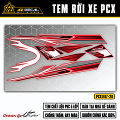 Tem xe PCX 2014 - 2020 màu đen trắng nền đỏ