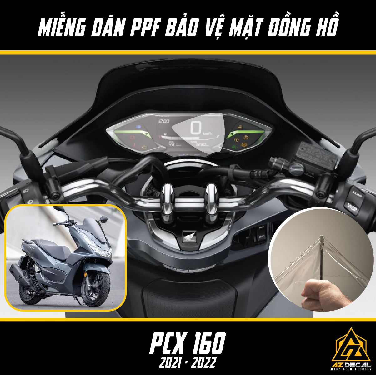 Miếng dán PPF chống xước, bảo vệ đồng hồ xe Honda PCX 160 2021 - 2022