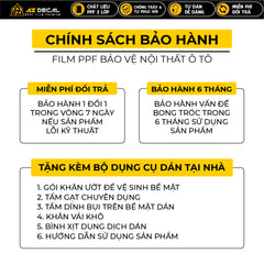 Chính sách bảo hành film PPF nội thất ô tô tại AZDECAL