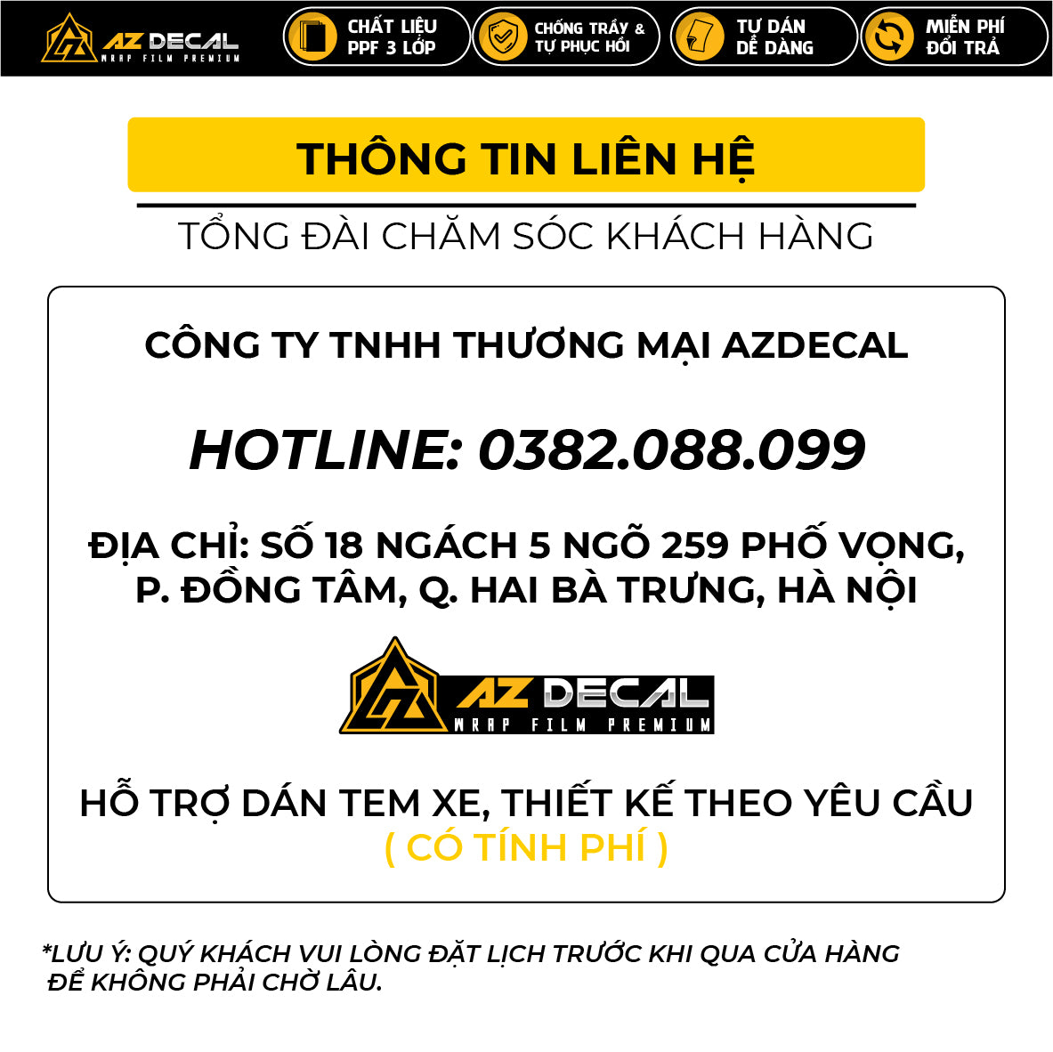 Thông tin liên hệ AZDECAL