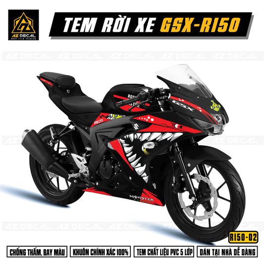 Tem rời xe GSX R150 mẫu Cá Mập Monster