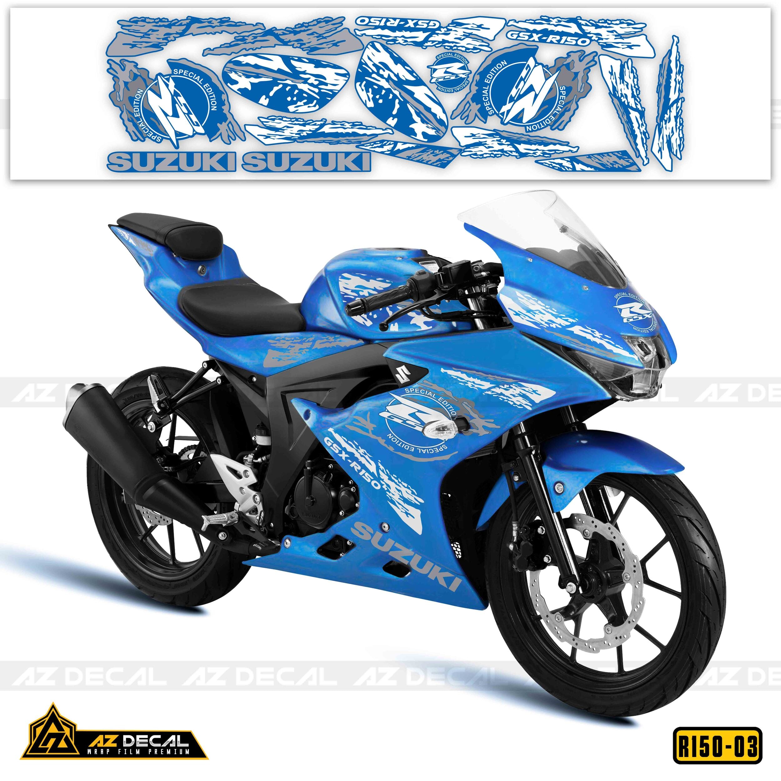 Tem chế xe GSX R150 Special Edition cho xe xanh