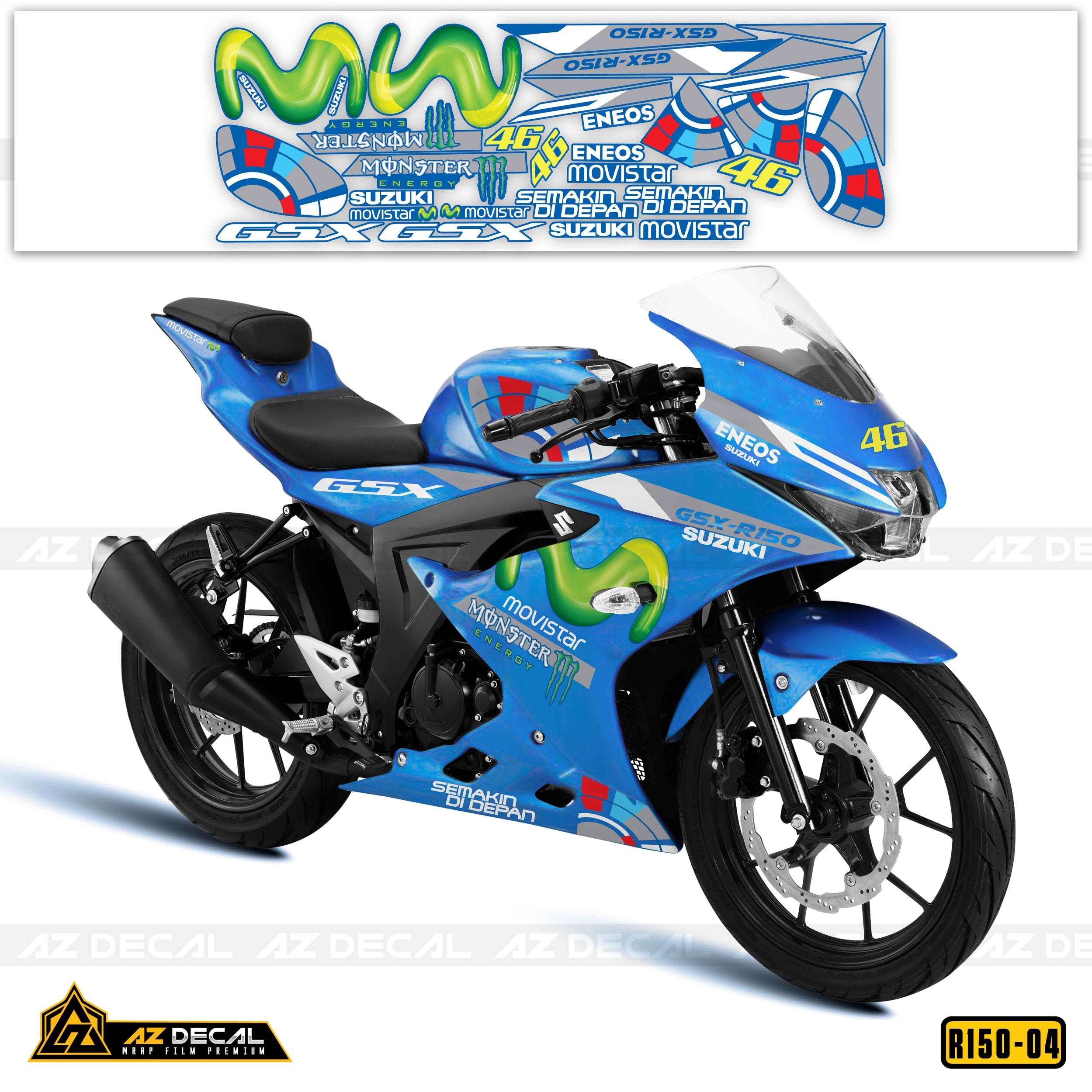 Decal xe Suzuki GSX R150 mẫu Movistar đẹp