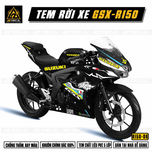 Tem dán xe Suzuki GSX R150 phong cách Cá Mập Viaviavia