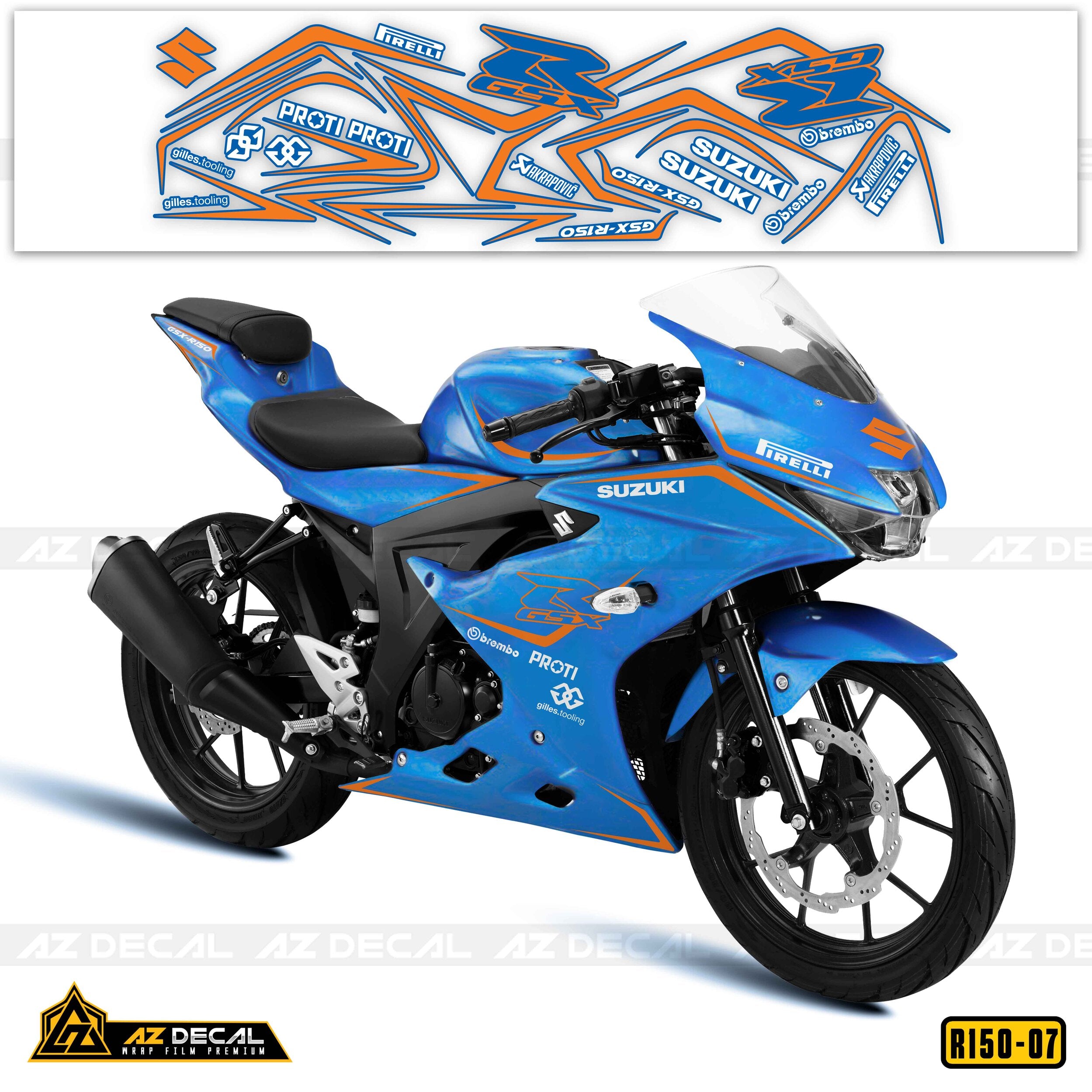 Mẫu dán xe GSX R150 xanh dương đẹp