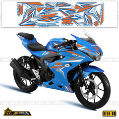 Tem chế xe GSX R150 mẫu mũi tên cho xe xanh