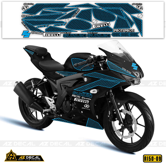 Dán decal xe GSX-R150 mẫu Matrix cho xe đen