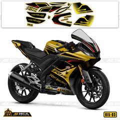 Decal xe R15V3 vàng đen phong cách AMG Revise Your Heart