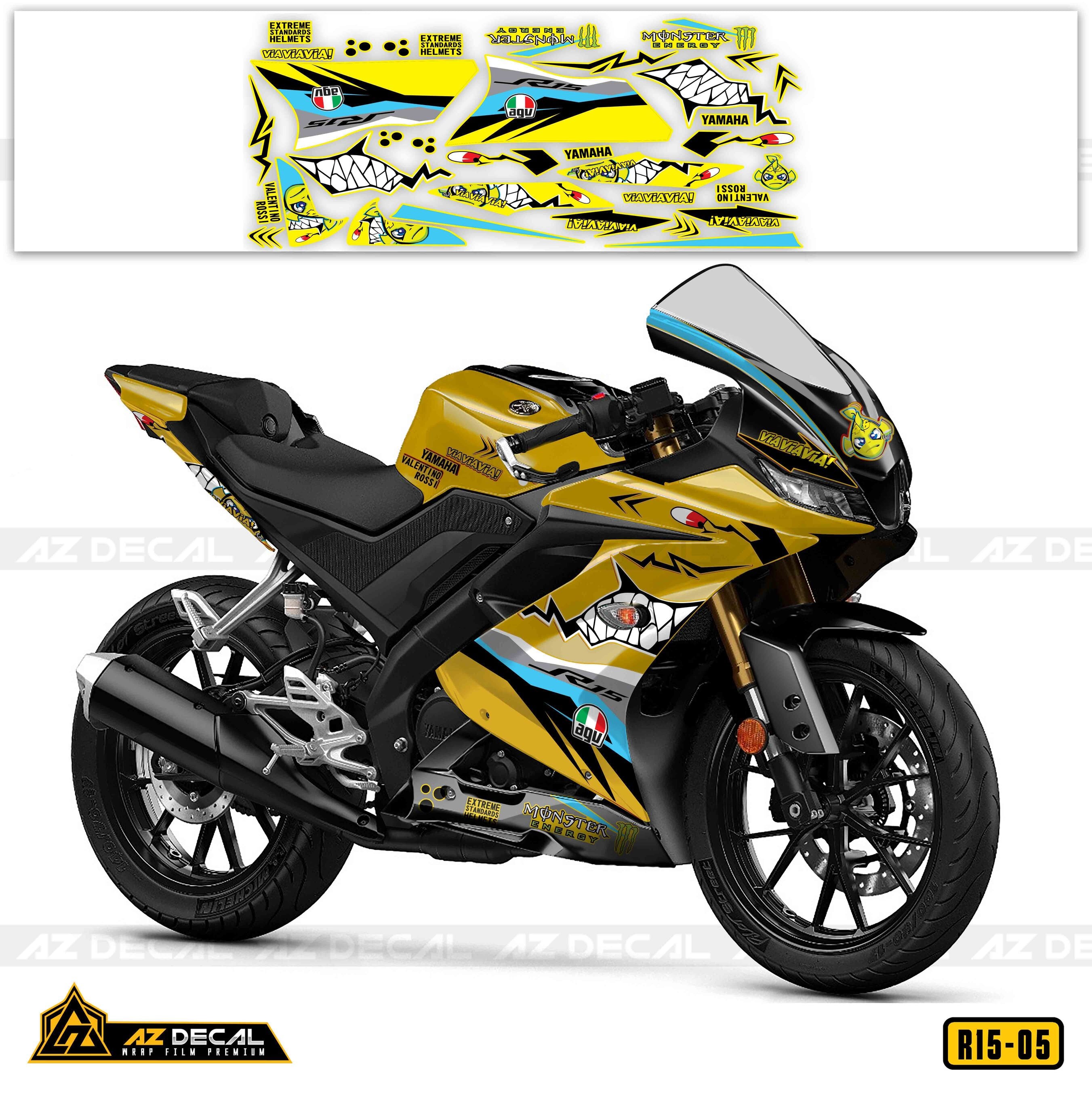 Decal dán xe R15 V3 vàng mẫu Cá Mập Viaviavia Valentino Rossi