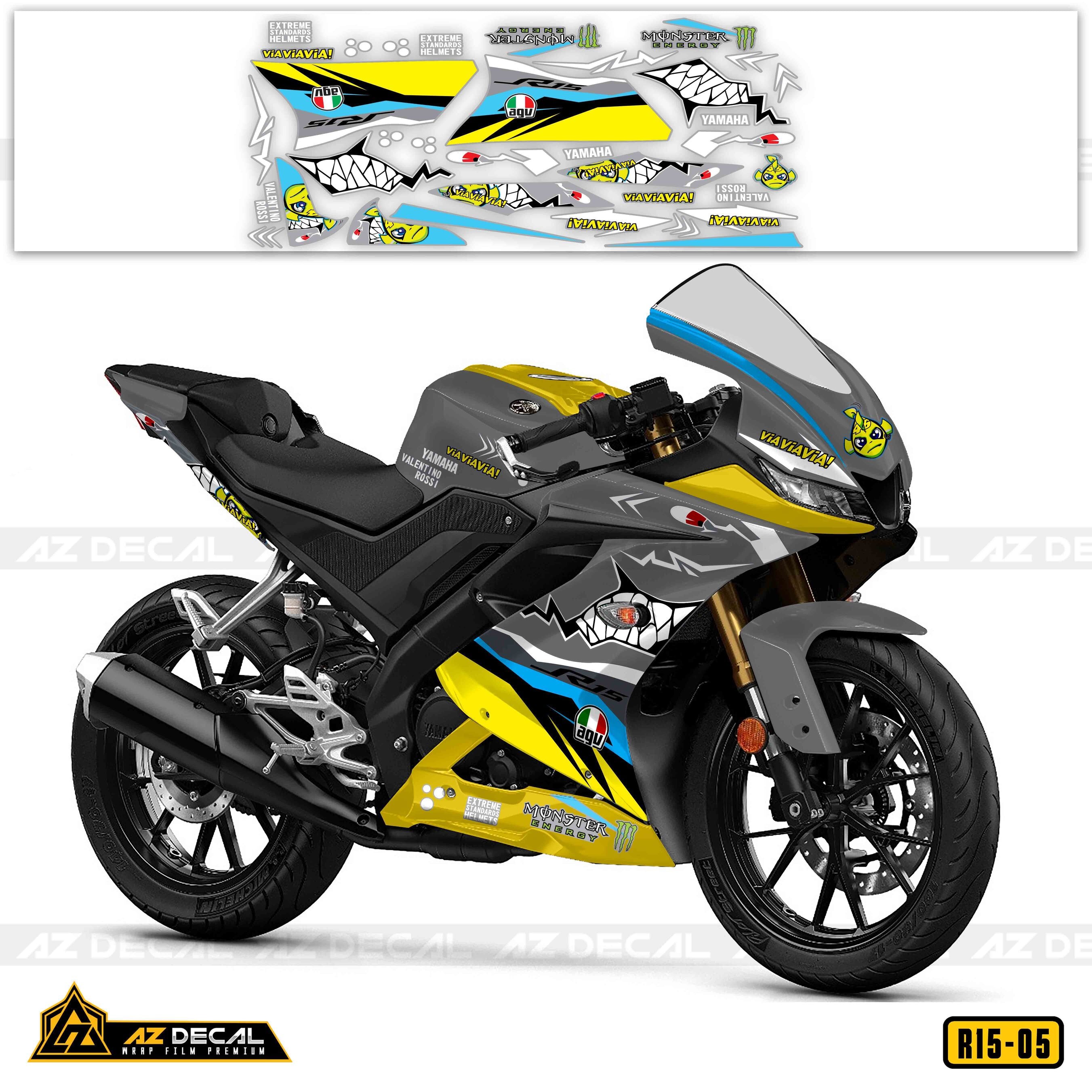 Decal R15 V3 phong cách Valentino Rossi cho xe xám