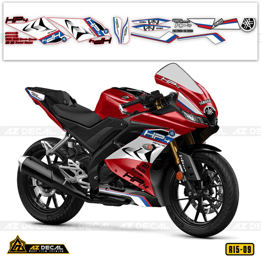 Decal xe R15v3 mẫu HP4 cho xe sơn đỏ