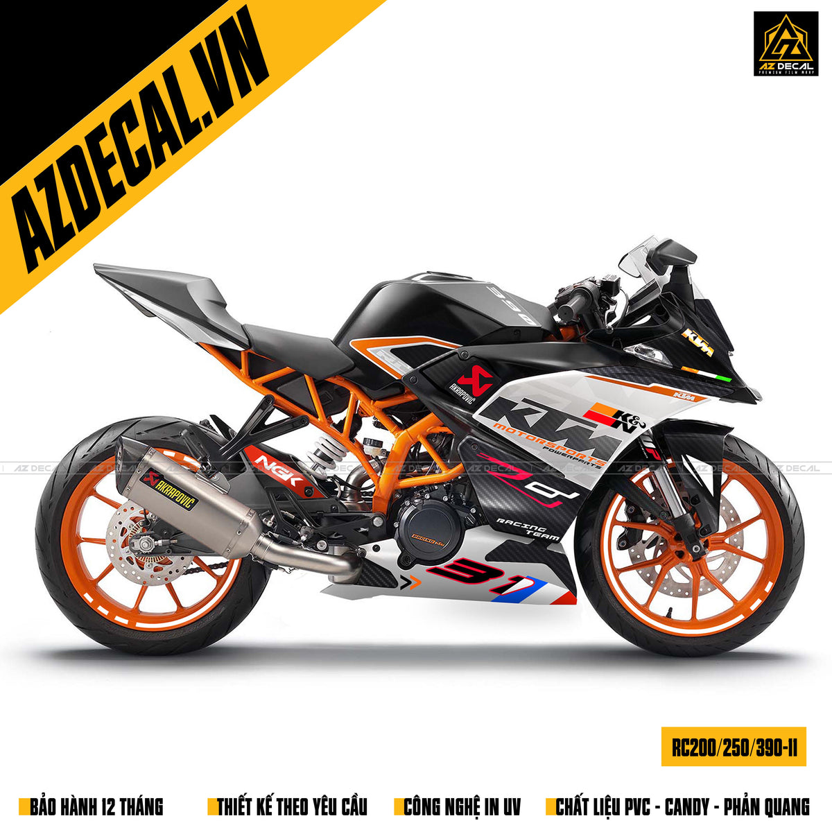 Decal KTM RC 200-250-390 màu xám bạc trẻ trung