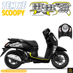 Tem Xe Scoopy Thiết Kế Chữ màu vàng trắng