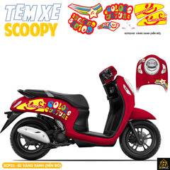 Tem Xe Scoopy Phong Cách Color màu vàng xanh