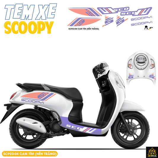 Tem Xe Scoopy Phong Cách Thể Thao màu cam tím