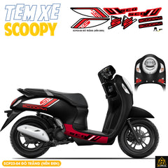 Tem Xe Scoopy Phong Cách Thể Thao màu đỏ trắng